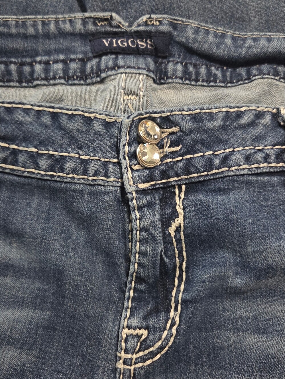 Vigoss New York Slim Boot Cut Women's Jeans in Washed Blue Denim Plus Size 24 - Picture 10 of 11